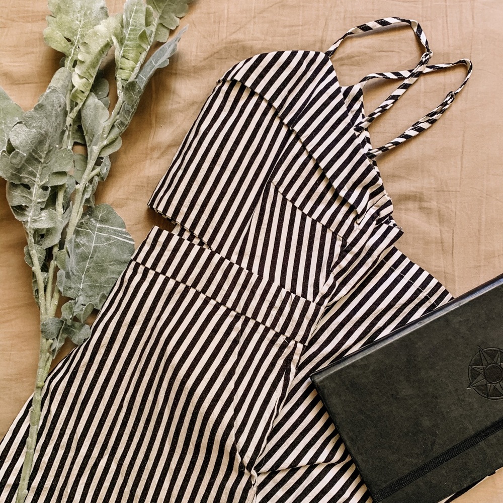 Black and White Striped Jumpsuit
